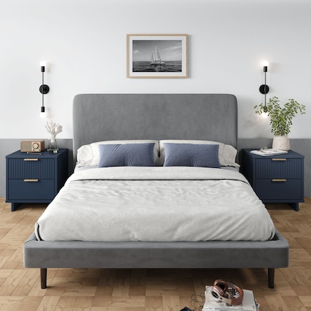 Manhattan Comfort Granville Midnight Blue 2-Drawer Nightstand, 2PK 2-NS-5014